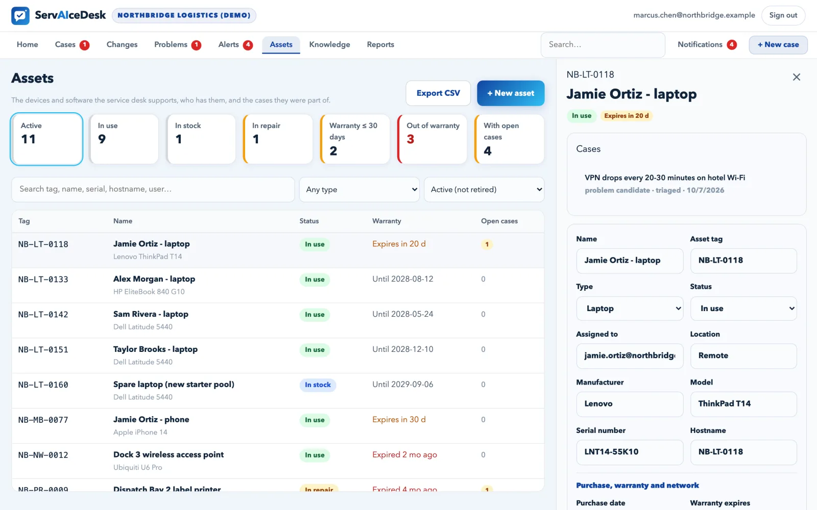 A simple asset register
